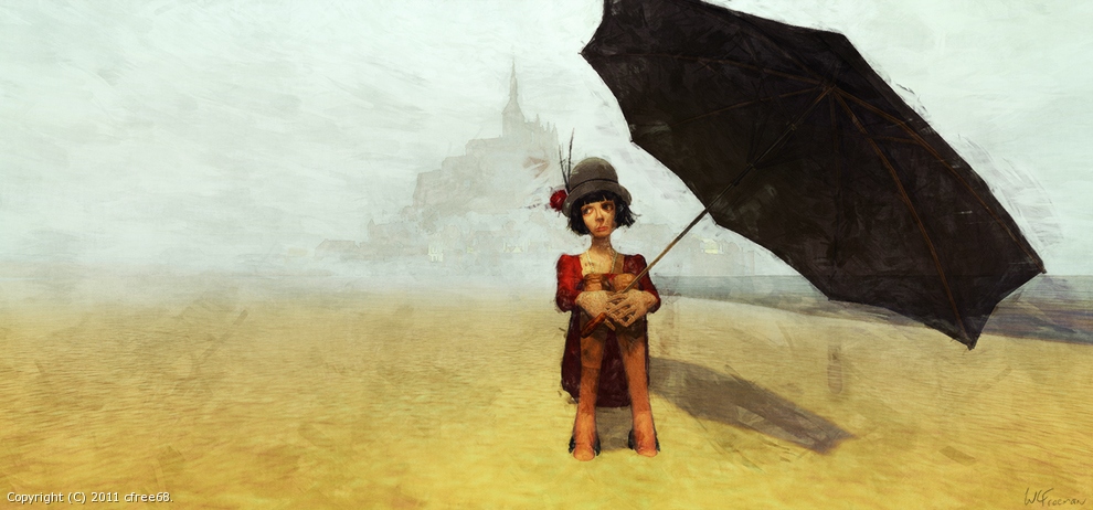 On the Beach at Mt. Saint Michel by cfree68