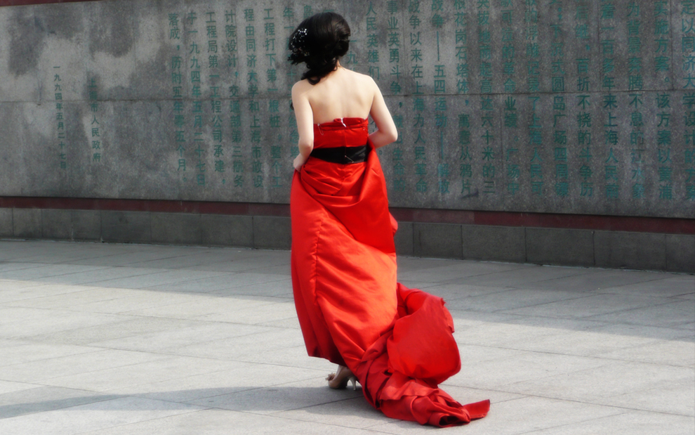 Chinese Woman in Red by Erik Pedersen
