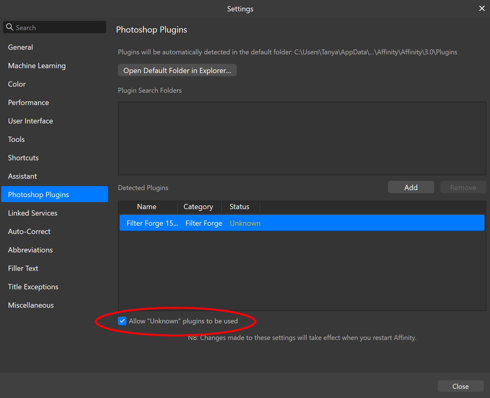 Affinity Photo Preferences