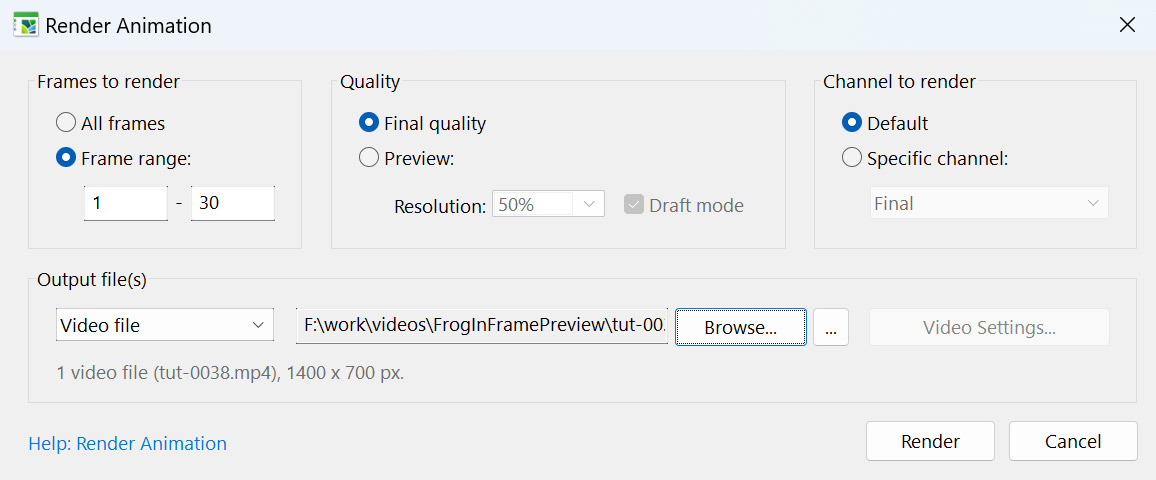 Render Animation dialog