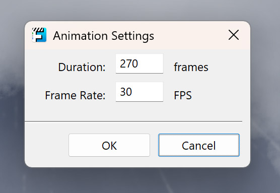 Animation Settings Window