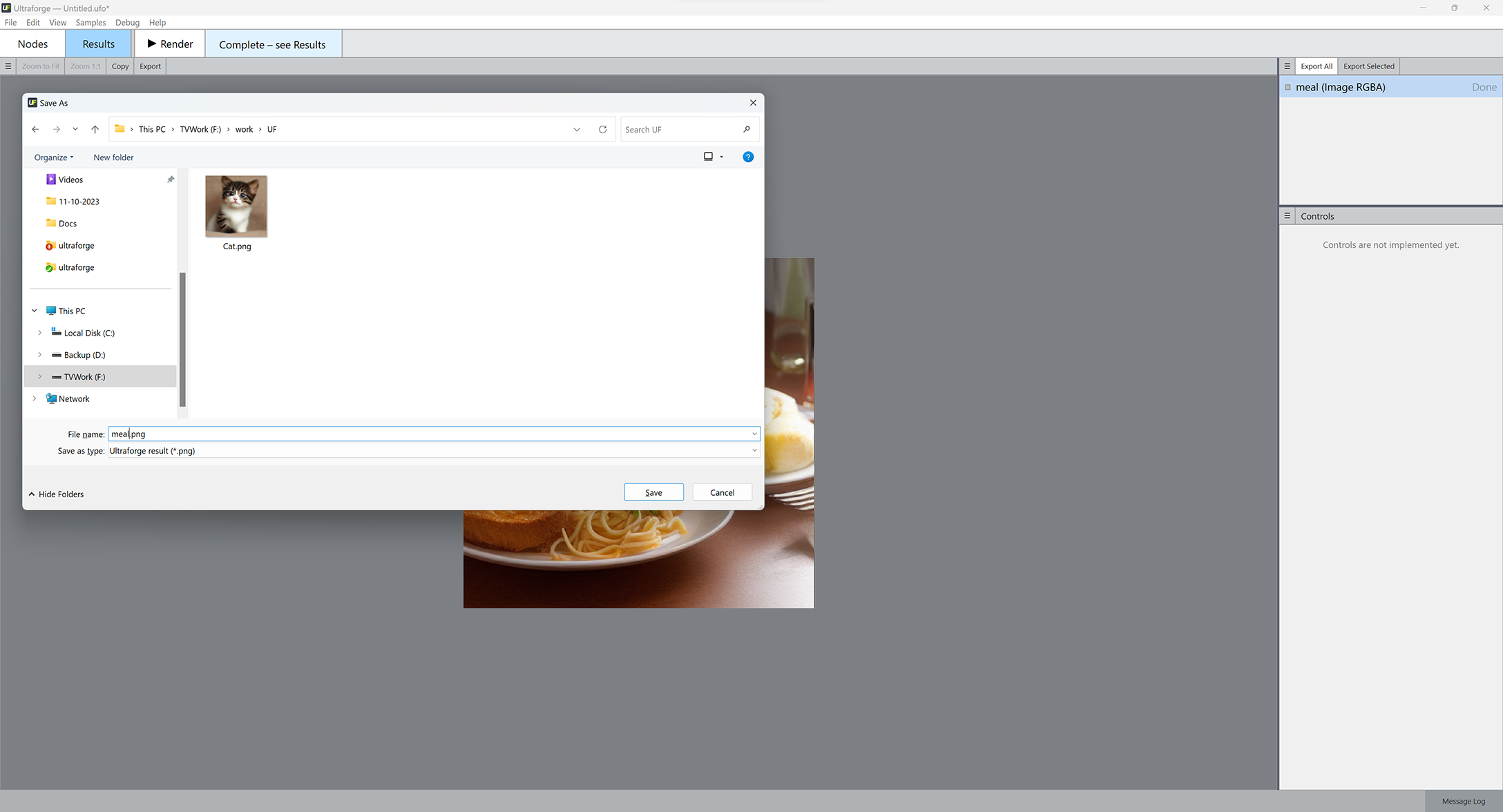 Saving rendered image