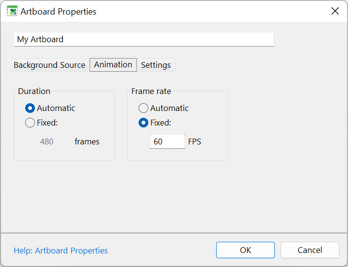 Animation tab