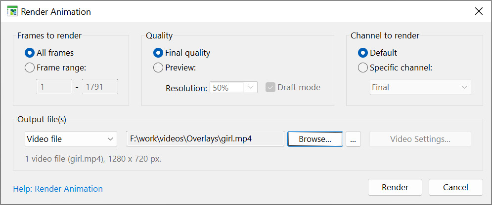 Render Animation dialog
