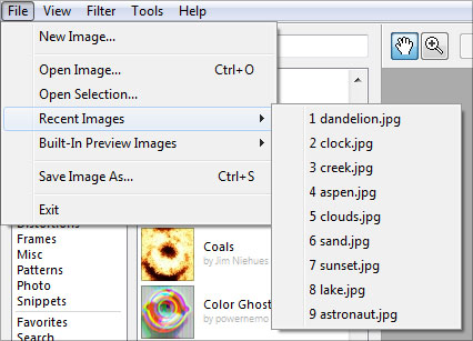 The Recent Images Menu