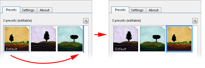 Support for drag-and-drop on the Presets tab
