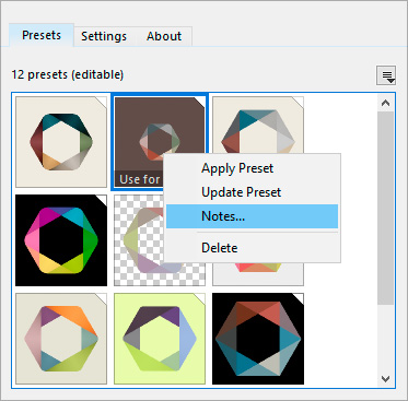 Adding Notes to Presets