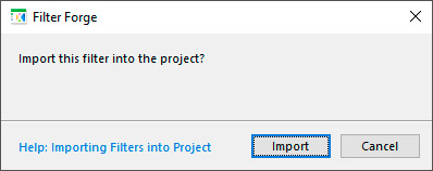 Importing Filters into Project dialog