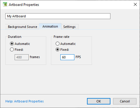 Artboard Properties - Animation Tab
