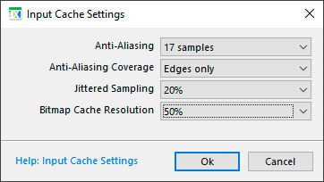 Input Cache Settings dialog