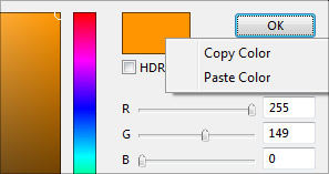 Paste a color from the Preview area