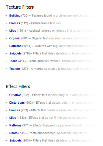 Filter Categories